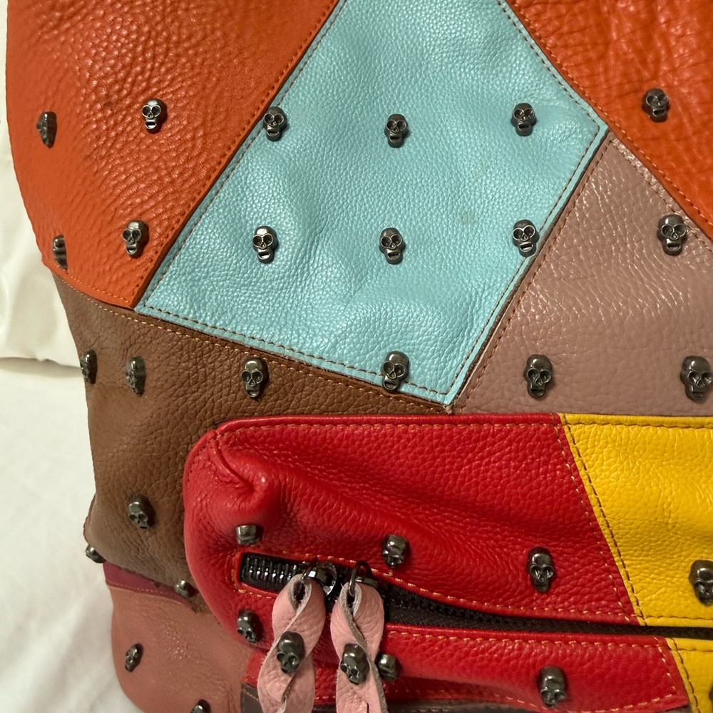 Skull Studded Patchwork Women's Bag - image 6